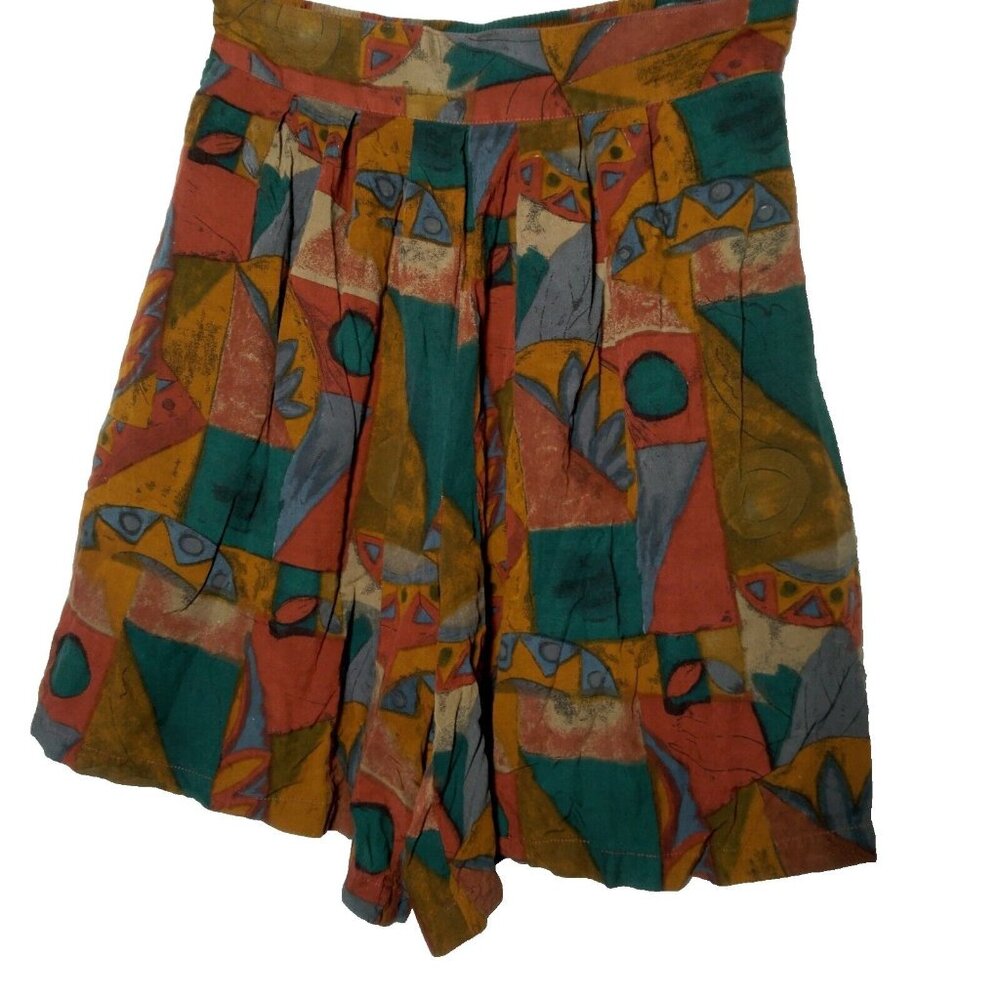 Bermuda Run Shorts Women Size M Abstract Rayon Earthy Vintage 1990s READ